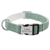 custom nylon dog collar with engraved name tag for large breeds”

“adjustable ID dog collar in red, blue, and orange”

“personalized collar for medium dogs with engraved tag”