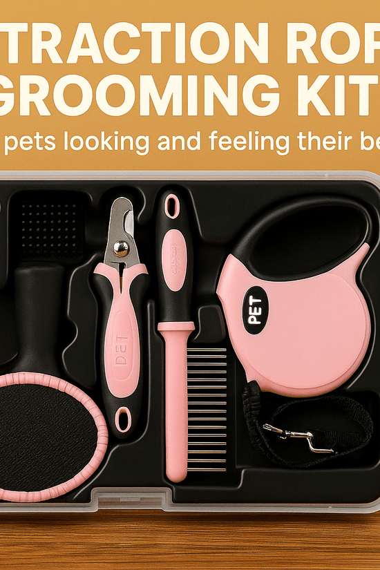 Pet Traction Rope & Grooming Kit – Complete Grooming & Walking Essentials Set for Dogs - Jolly Lulu Pets