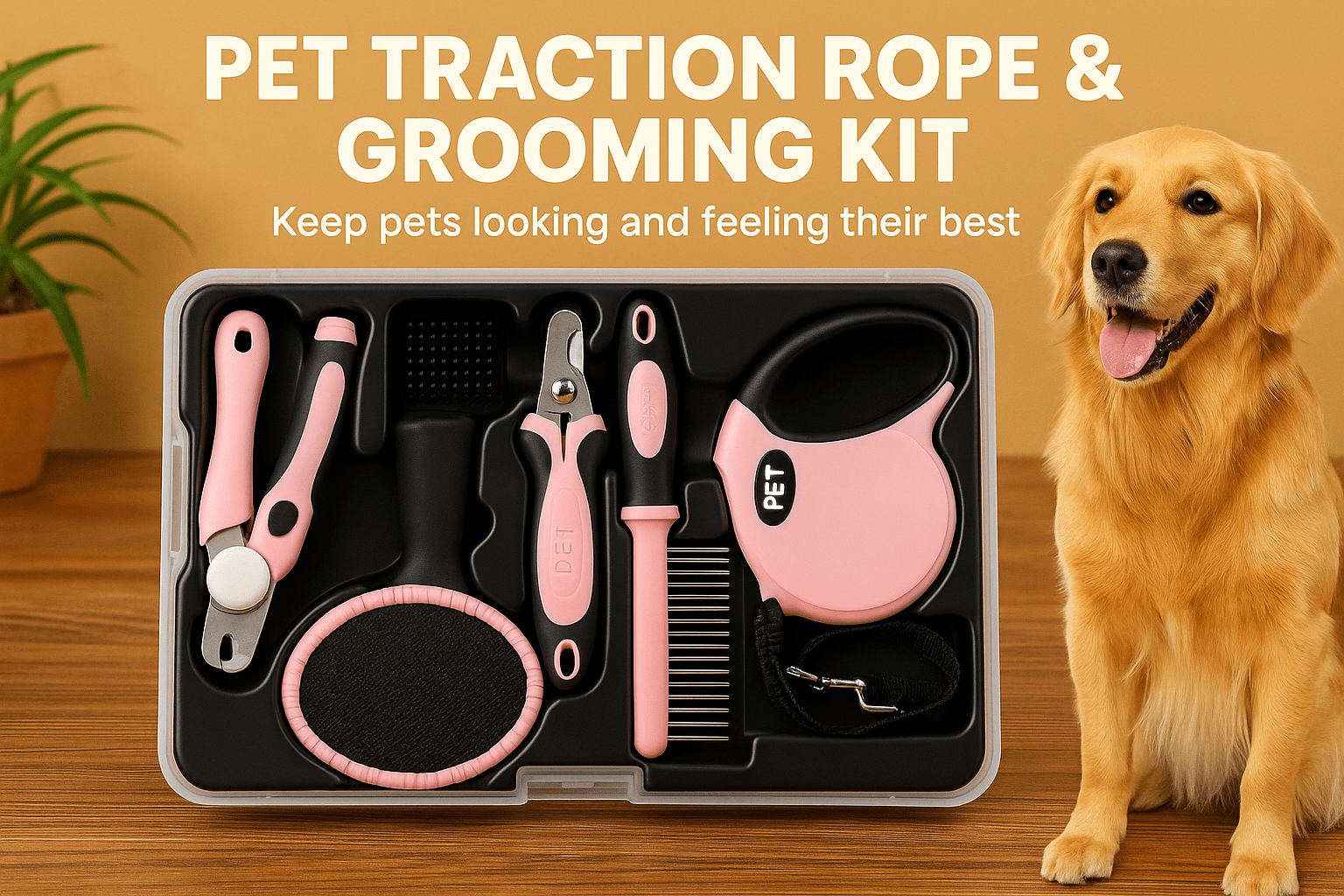 Pet Traction Rope & Grooming Kit – Complete Grooming & Walking Essentials Set for Dogs - Jolly Lulu Pets