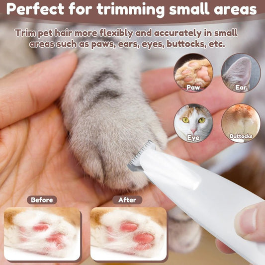 Pets Dog Paw Trimmer with LED Light – Waterproof Rechargeable Pet Hair Clipper with LED Display & Widened Blade - Jolly Lulu Pets