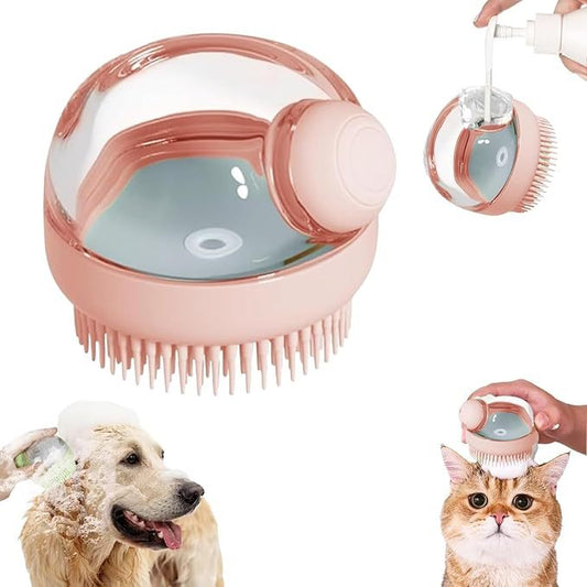 Soft Silicone Bristle Dog Brush with Soap Dispenser – Grooming & Massage Bath Brush - Jolly Lulu Pets